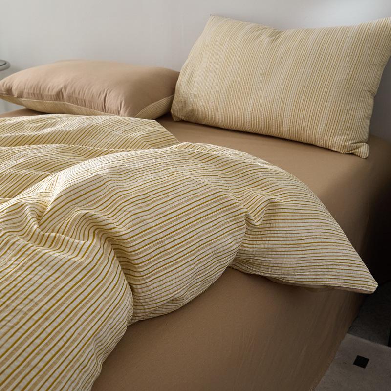 Pure Cotton Bedding Four-piece Set Skin-friendly and Breathable Washed Sheets Quilt Covers Pillowcases