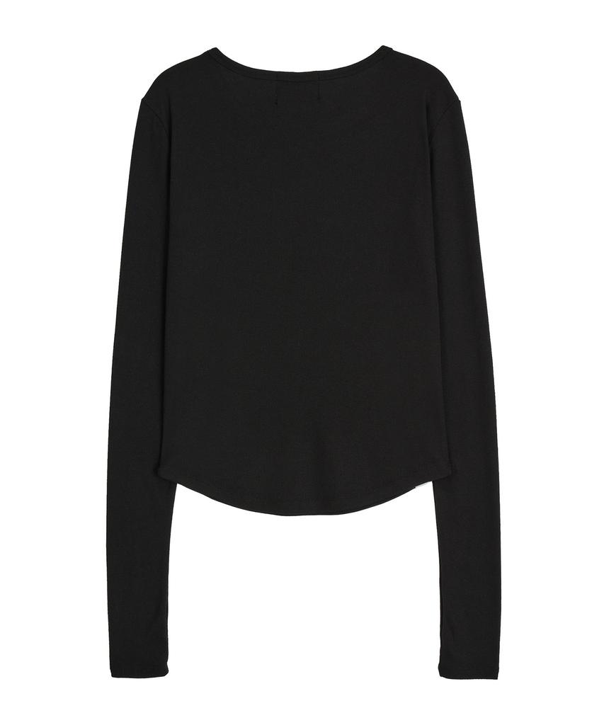 ERER Henley Neck Soft T-Shirt Black