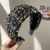 Handmade Craftsmanship Hair Hoop Tweed Fabric Wide Headband Elegant Anti-Slip Headband  Daily Use