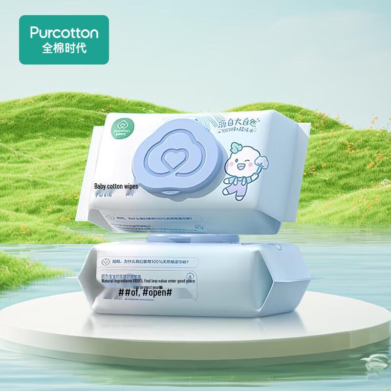 PurCotton Baby 100% Cotton Wet Wipes for Hands, Mouth & Bottom