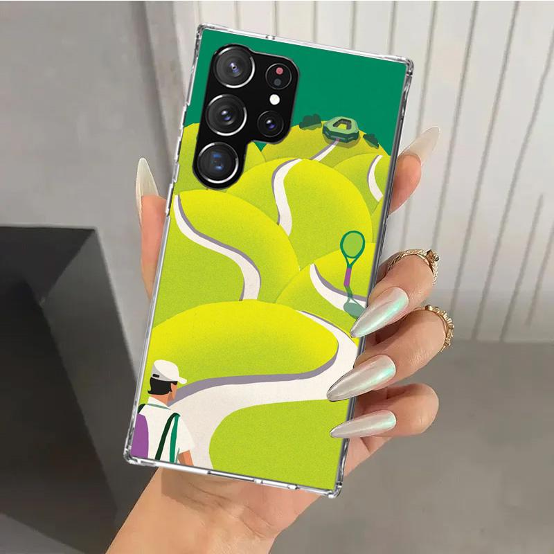 Tennis Sport Phone Case for Samsung Galaxy S26 S24 S23 Ultra S25 Edge S22 S21 Plus S20 FE + Soft Print Shell Funda Galaxy S25 S2