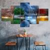 Baum Vier Jahreszeiten Wetter Bunt Natur 5-teilig Fünf-Panel Leinwanddruck Moderne Wandkunst Poster Heimdekoration Geschenk für Ihn Für Sie