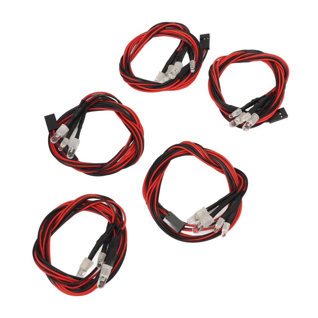 5pcs RC Car LED Light Universal High Brightness 2 White Light 5mm Lamp Beads 2 Red Light 3mm Lamp