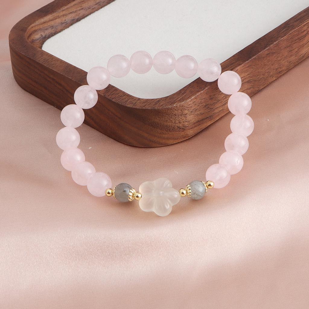 Natural powder crystal bracelet powder crystal strawberry crystal Pixiu girl heart new Chinese bracelet peach blossom wealth for girlfriend