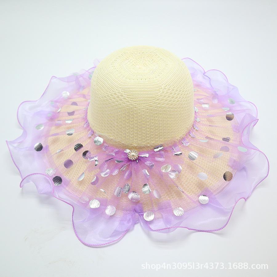 Summer straw hat big brim fashionable flower sweet seaside vacation beach breathable sun protection sun hat women's