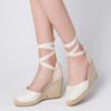 Women's Lace-up Cross Strap Wedge Heel Sandals In Solid Color