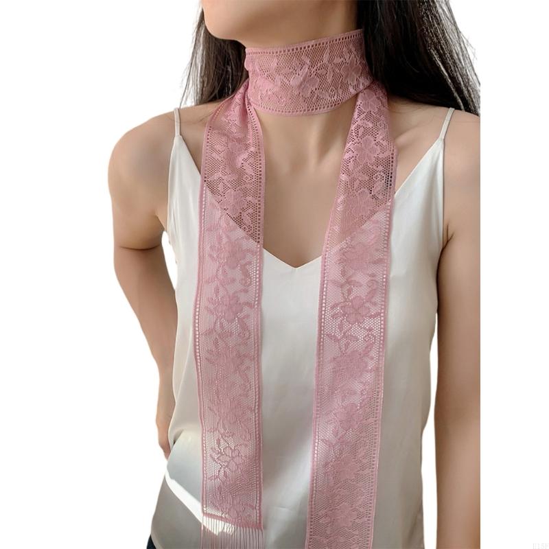 E15F Fashionable Lace Wrap Evening Party Scarves Daily Commute Soft Neckerchief for Fashionable Women