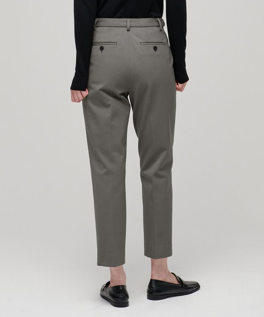MUSINSA STANDARD WOMAN Women'S Heavyweight Fleece-Lined Slim Straight Hidden Elastic Waist Slacks [Warm Gray]