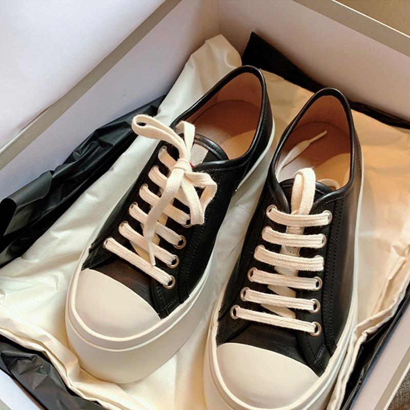 Big head shoes sports muffin lace-up black inner height increase thick sole ugly cute casual shoes women