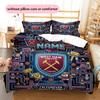Custom Name West Ham United Pattern Bedding Quilt Set  Home Decoration  Gift (1 * duvet cover + 2 * pillowcase  without core)