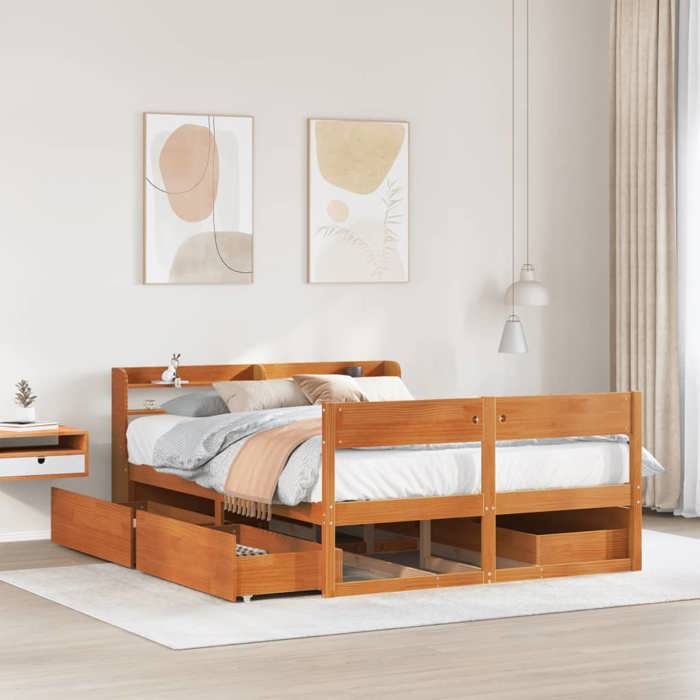 VidaXL Bed Frames Without Mattress Wax Brown 120x190cm Solid Pine Wood 3307142