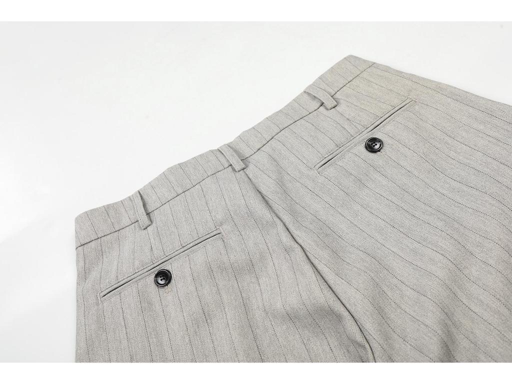 Yongfang Old Money Unisex Drape Stripe Relaxed A-Line Suit Pants