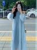 New French gentle wind sweet loose beautiful fairy long dress seaside vacation wind off-the-shoulder dress female