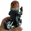 1pc Motorcycle Riding Garden Gnome Statue with Flame Helmet & Peace Sign - Resin Outdoor/Indoor Lawn Ornament, Humorous for home, Tabletop