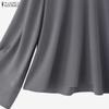 ZANZEA Women Casual Round Neck Solid Color 3/4 Sleeve Loose Blouse
