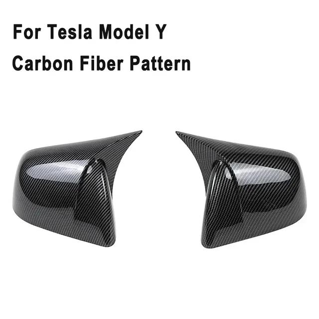 Exterior Rearview Side Mirror Housing Shell Cap Carbon Fiber Pattern Gloss Black Side Door Mirror Cover For Tesla Model Y 3