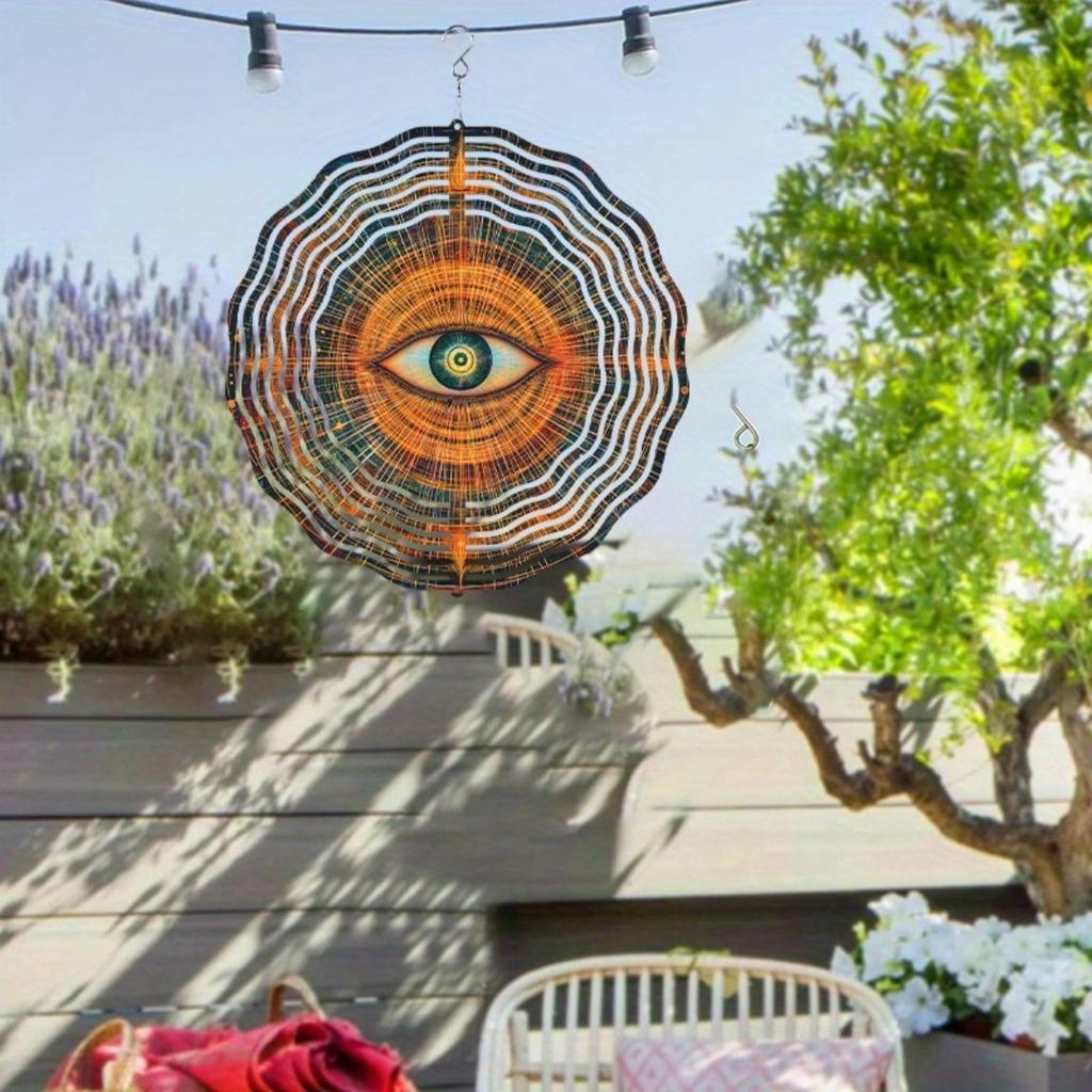 10 Inch Hanging Wind Chime with Eye Pattern 360 Degree Rotating Hook Outdoor Garden Patio Decor for Spring Summer Housewarming Gift