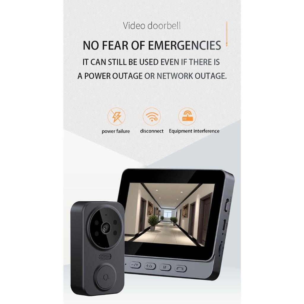 4.3 Inches Screen Wireless Smart Video Doorbell Household Night Version Two-Way Speaking Video Door Ring