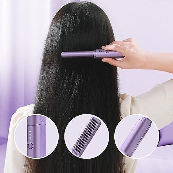 Portable Hair Straightener Comb Heating Evenly Hair Straightening Brush Suitable for Short and Long Hair
