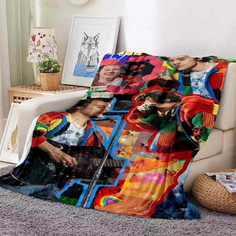 Harrystyles Flanell Mjuk Filt Varm Retro Filtar för Sängar Sovrum Vardagsrum Sofffilt Resa Picknickfilt