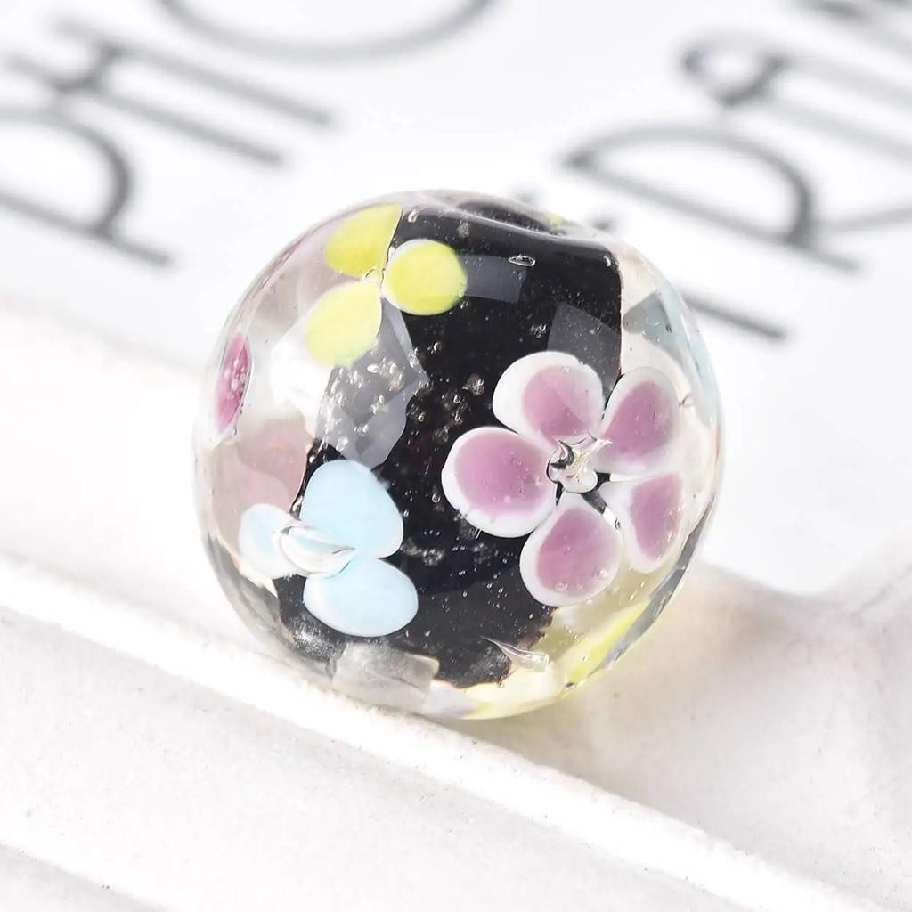 2 buc 20mm Margele Rotunde Mari Handmade Floare Lampwork Sticlă Margele Libere pentru Accesorii de Fabricare Bijuterii DIY Artizanat Descoperiri