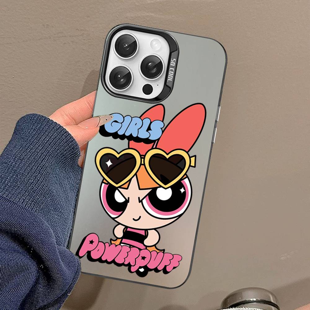 Cartoon Powerpuffs Girls Phone Case For IPhone 16 15 14 13 12 11 Pro Max X XR XSMAX 8 7 Plus Matte Shockproof Back Cover