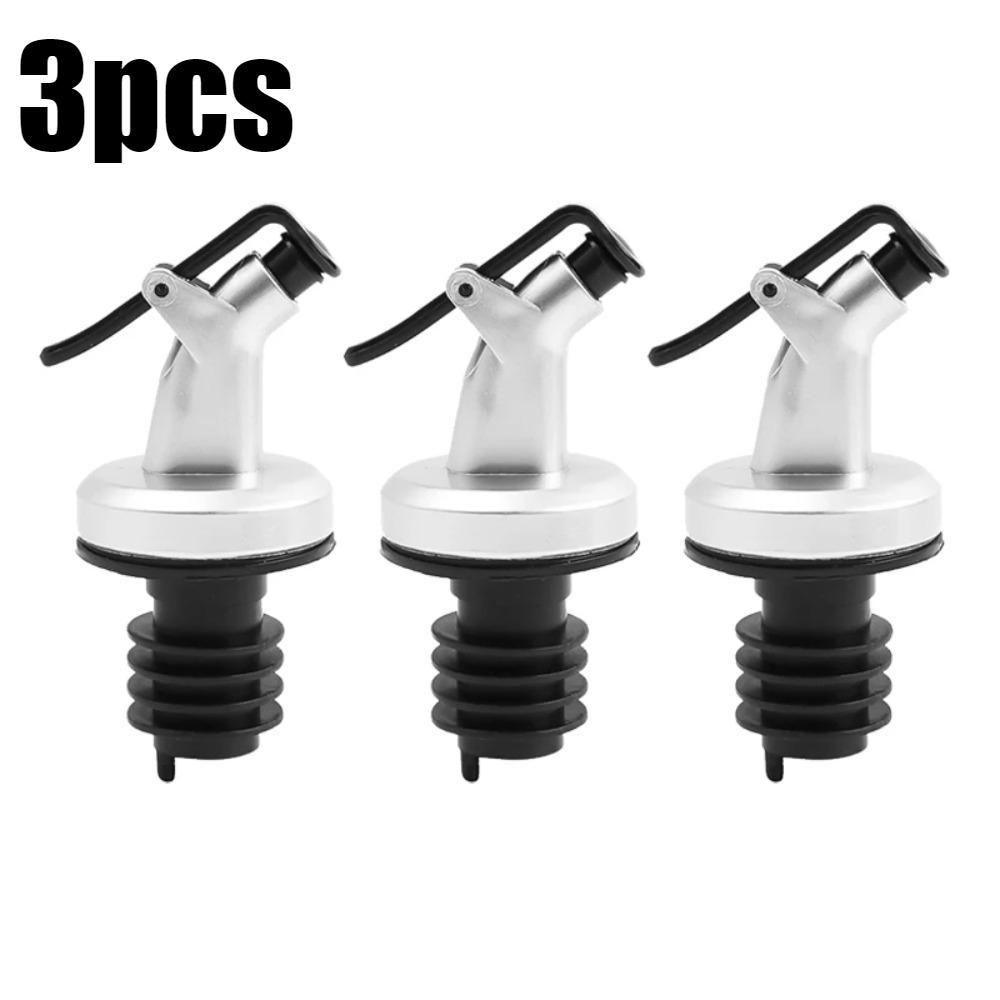5/1pcs Oil Bottle Stopper Rubber Lock Plug Seal Leak-proof Food Grade Plastic Nozzle Liquor Dispenser Wine Pourer Barware