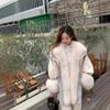 Winter new removable imitation fox hair big fur collar fur coat women's pie overcome thickened warm medium and long