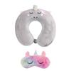 Set Cuscino da Viaggio per il Collo e Mascherina per gli Occhi con Unicorno a Forma di U per Ufficio Viaggio Riposo Cuscino Morbido per Donne Uomini Bambini Assistenza Sanitaria
