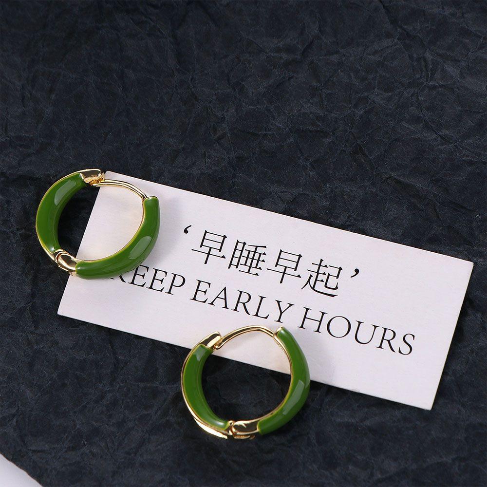 Trendy Elegant Exquisite Simple Vintage Circle Hoop Ear Buckle Women Jewelry Korean Style Earrings Enamel Oil Drop Earrings