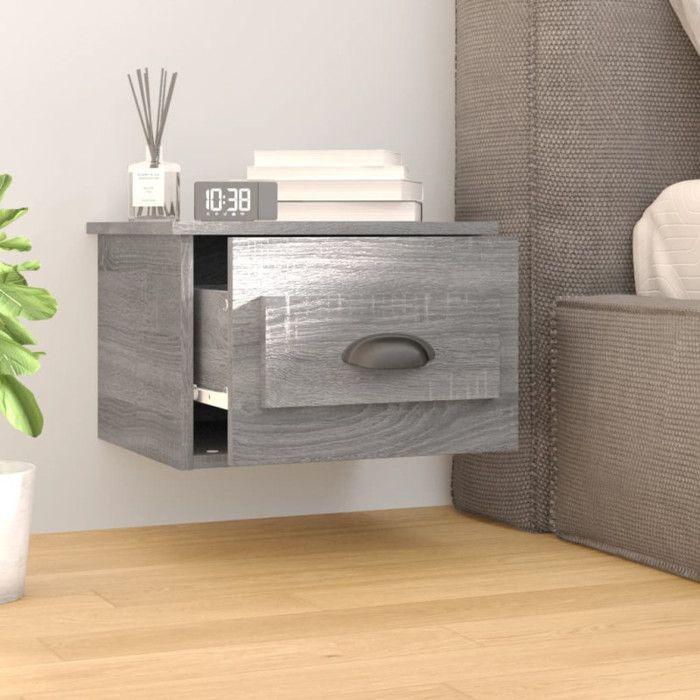VidaXL Wall-mounted Bedside Table Sonoma Grey 41.5x36x28 Cm 816388
