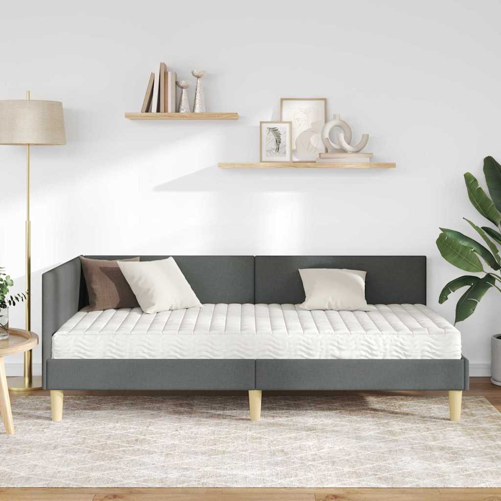 Corner Bed Frame with Mattress Other 2 pcs Grey Fabric