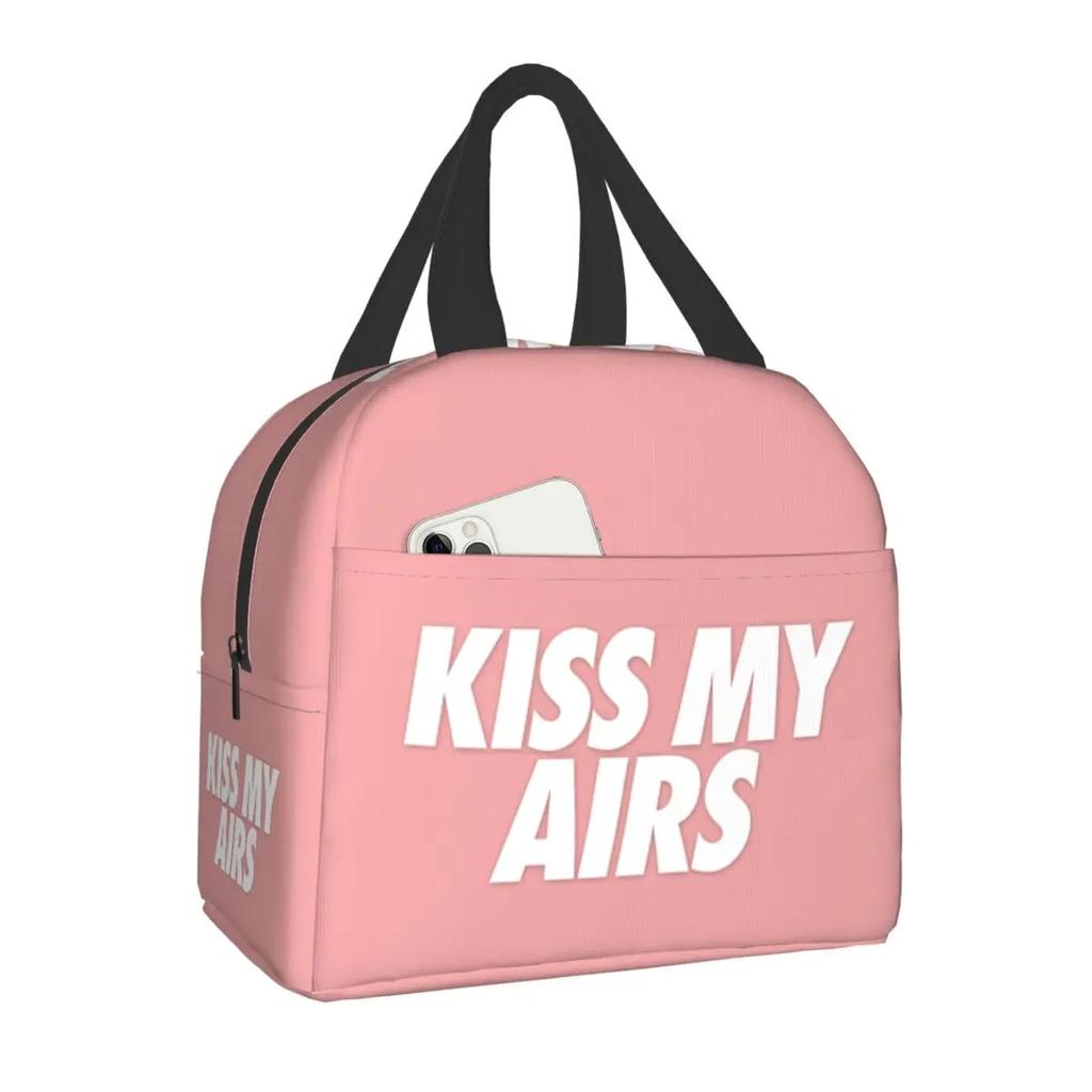 Kiss My Airs Portable Lunch Box for Women Kids School Thermal Cooler Food Insulated Lunch Bags Outdoor Travel Picnic Storage Bag