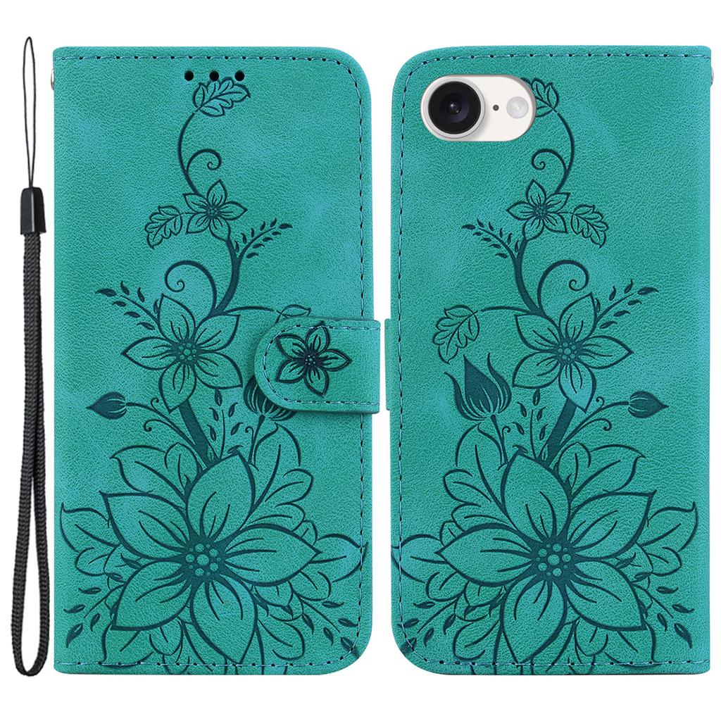 For iPhone 16e Cell Phone Cases Floral Imprinted PU Leather Flip Protective Cover