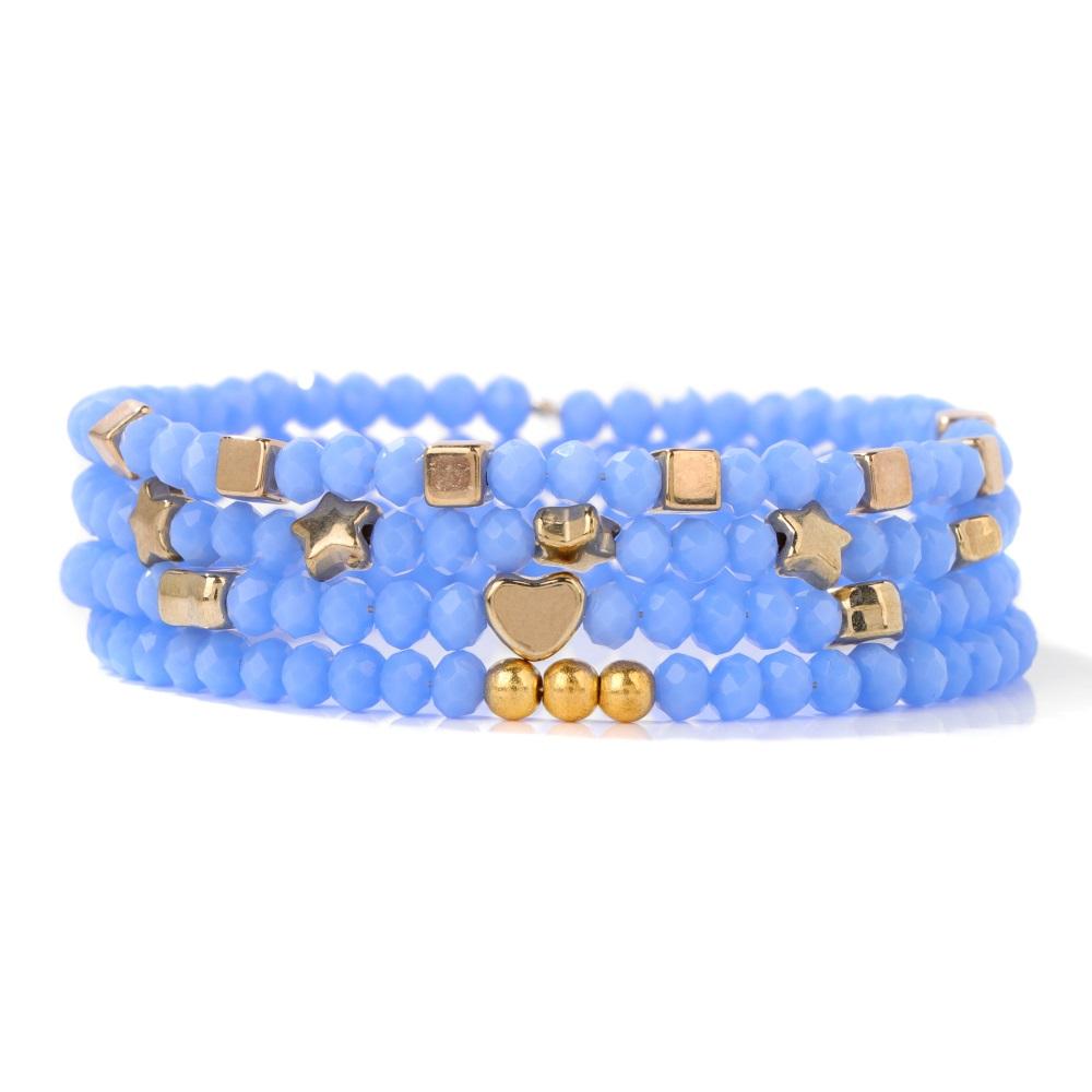 Set da 4 Pezzi Braccialetti Elastici con Perline di Cristallo Lucido Bohemien Facettati Colorati Braccialetti con Perline di Vetro di Cristallo Set di Braccialetti per Donne