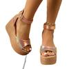 Wedge heel women's sandals new fashion platform muffin one-word buckle women's sandals