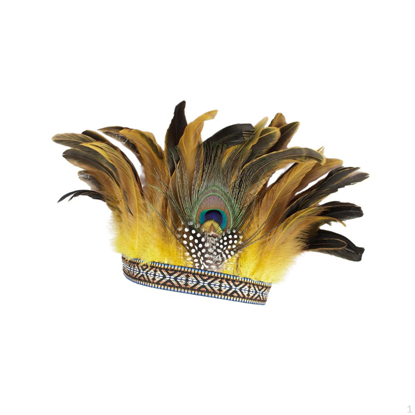 

Feather Headdress Chief Indian Hat Hair Band Headpiece Photo Props Accessory Headwear Headband for adult