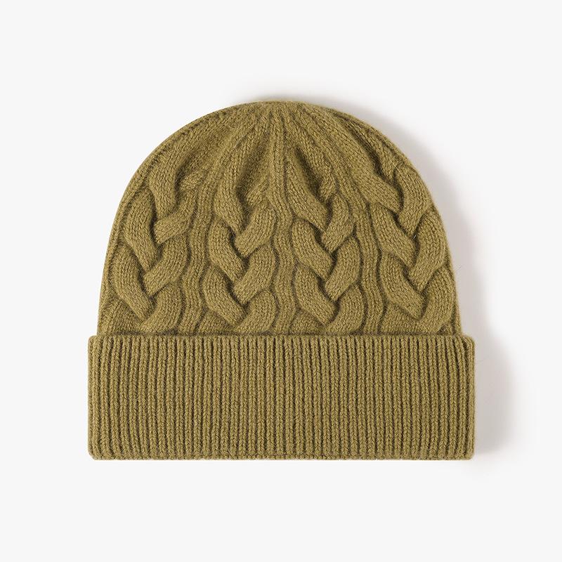 High Quality Winter Thick Custom Logo Earflap Beanie Color Wool Knitted Hat Warm Beanie Pullover Hat