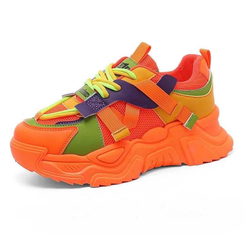 Mesh Breathable Soft Bottom Comfort Running Shoes Women Leather Anti-slip Height Increasing Shoes Thick Sole Zapatillas De Mujer