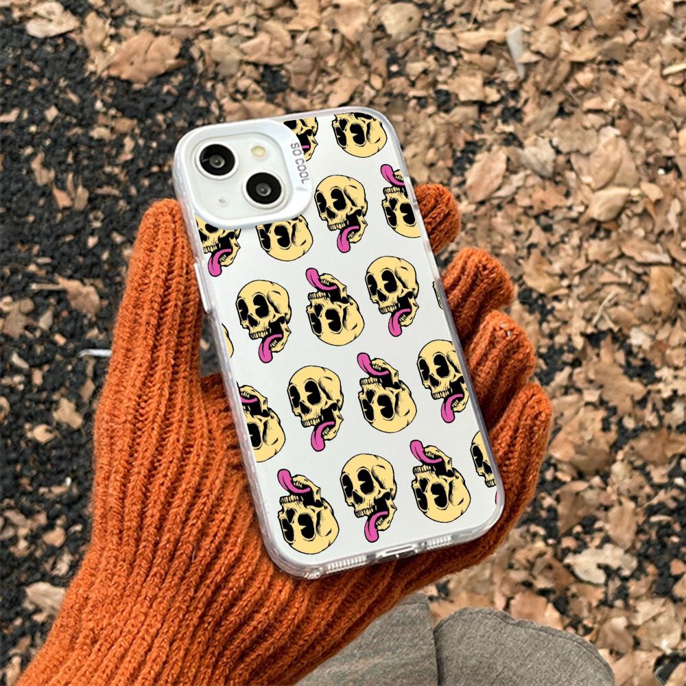 

Original skull hip-hop fashion pattern Phone Case For lMDColor Silver Shell For lPhone 17 16 e 15 14 13 12 11 Pro Max Plus iPhone 14 Pro Max