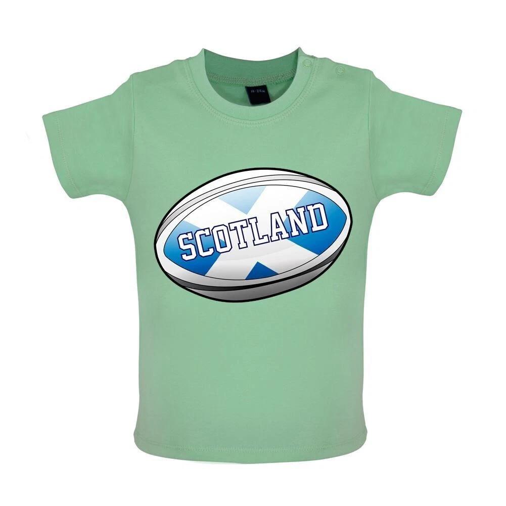 Scotland Flag Rugby Ball - Baby Kids Boys Girls Unisex T-Shirt / Babygrow - Scottish 6 League Nations 150