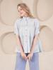 LBYL Blue Shirred Puff Mandarin Neck Blouse
