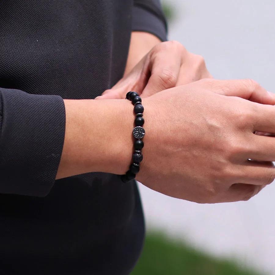 2026 Nytt Herrarmband Handgjort Livets Träd Armband Naturliga Tig ögon Lavasten Pärlarmband