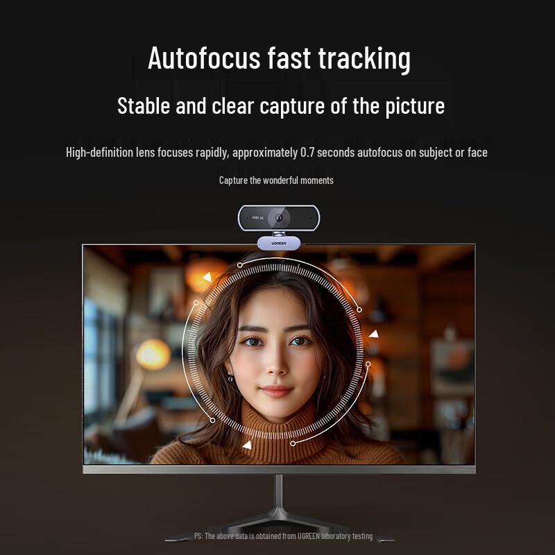 Ugreen 2K HD USB Webcam with Autofocus and Dual Mics