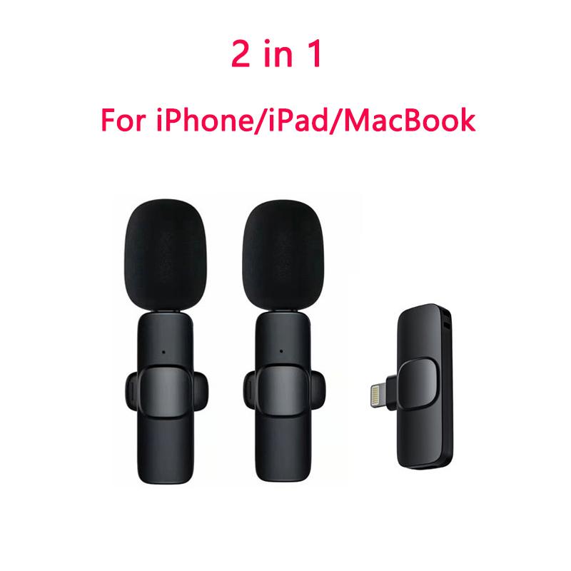 2 In 1 Wireless Lavalier Microphone Portable Audio Video Recording Live Broadcast Gaming for iOS Type C Live Broadcast Game Mic