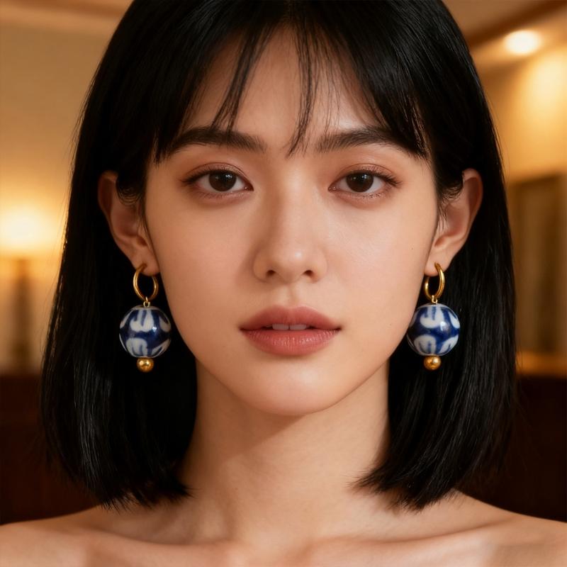 Traditional Auspicious Motif Ceramic DIY Accessories Combined With Sturdy Stainless Steel Components