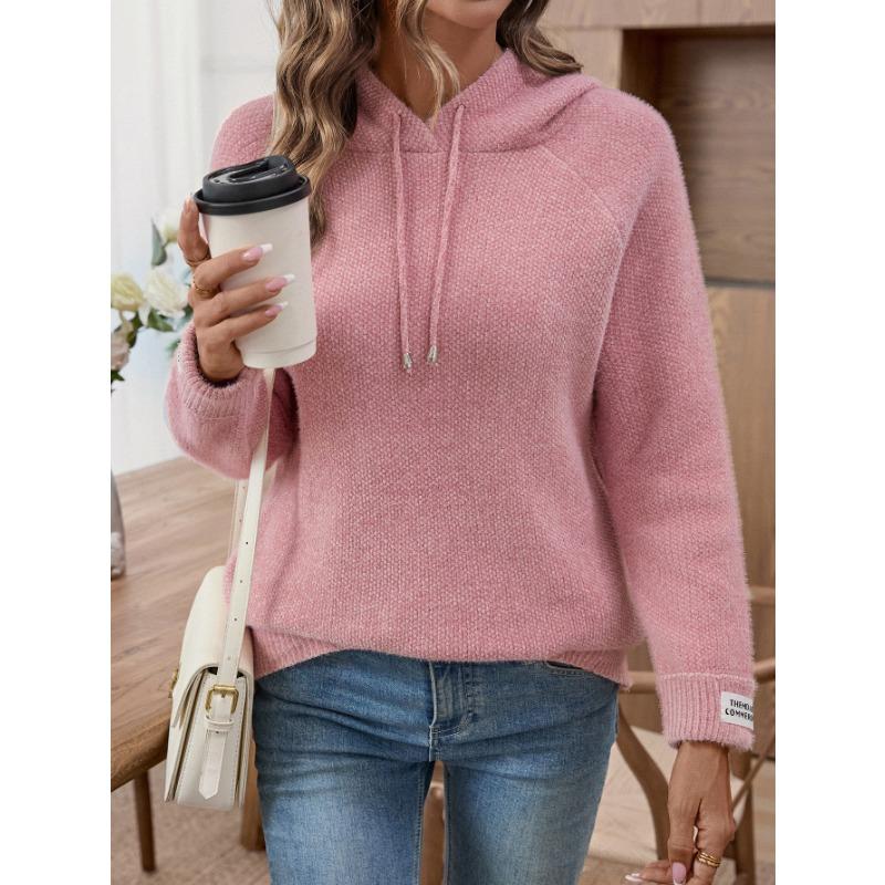 

Sweater Women s New Autumn and Winter Loose Outer Wear Versatile Lazy Style Imitation Mink Velvet Hooded Sweatshirt S розовый