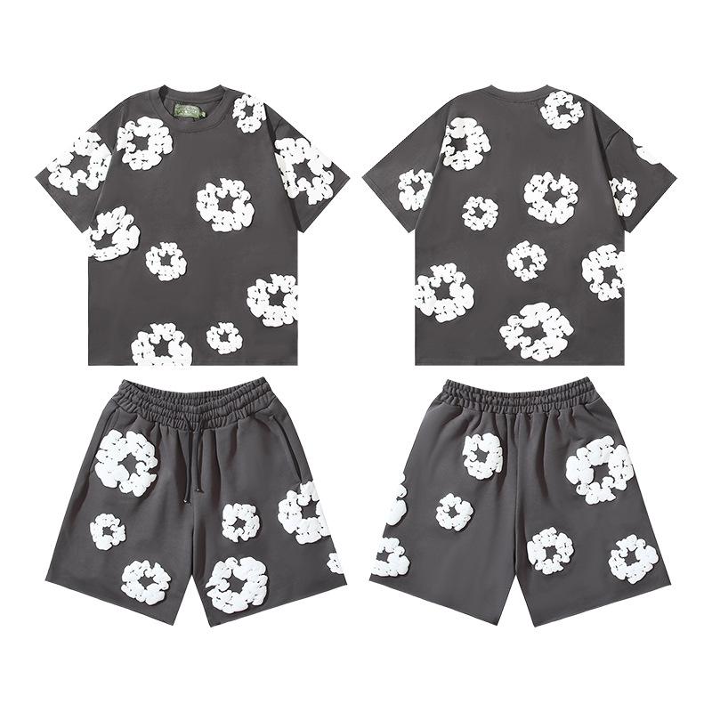 3D Foam-printed Short-sleeved Set, American-style Casual Sportswear for Couples