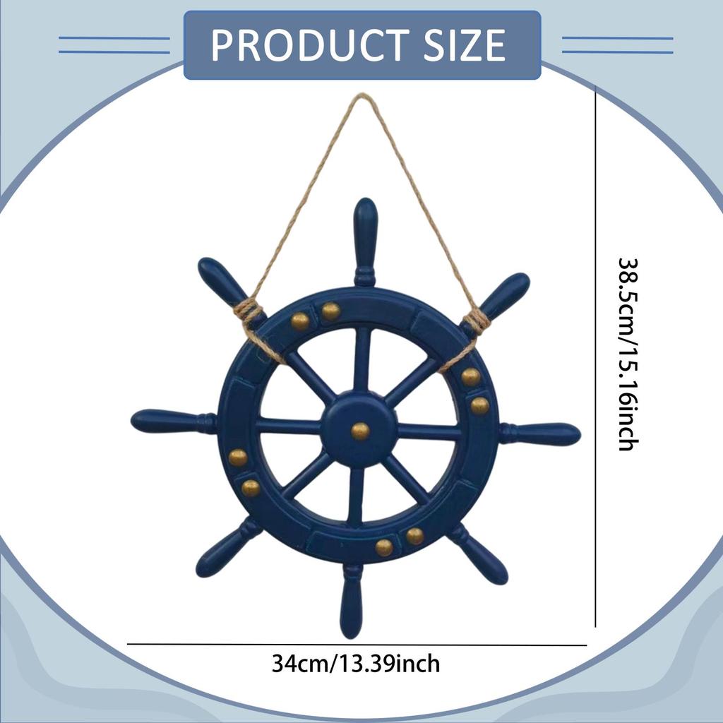 Beach Style Wooden Ship Wheel Rudder Wall Hanging Nautical Steering Wheel for Sea Decor Home
