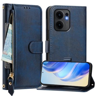 Pro Oppo Reno13 F 5G (Reno 13 FS 5G)/4G Pouzdro Kapsa na zip Více přihrádek na karty Kožené kryt na telefon